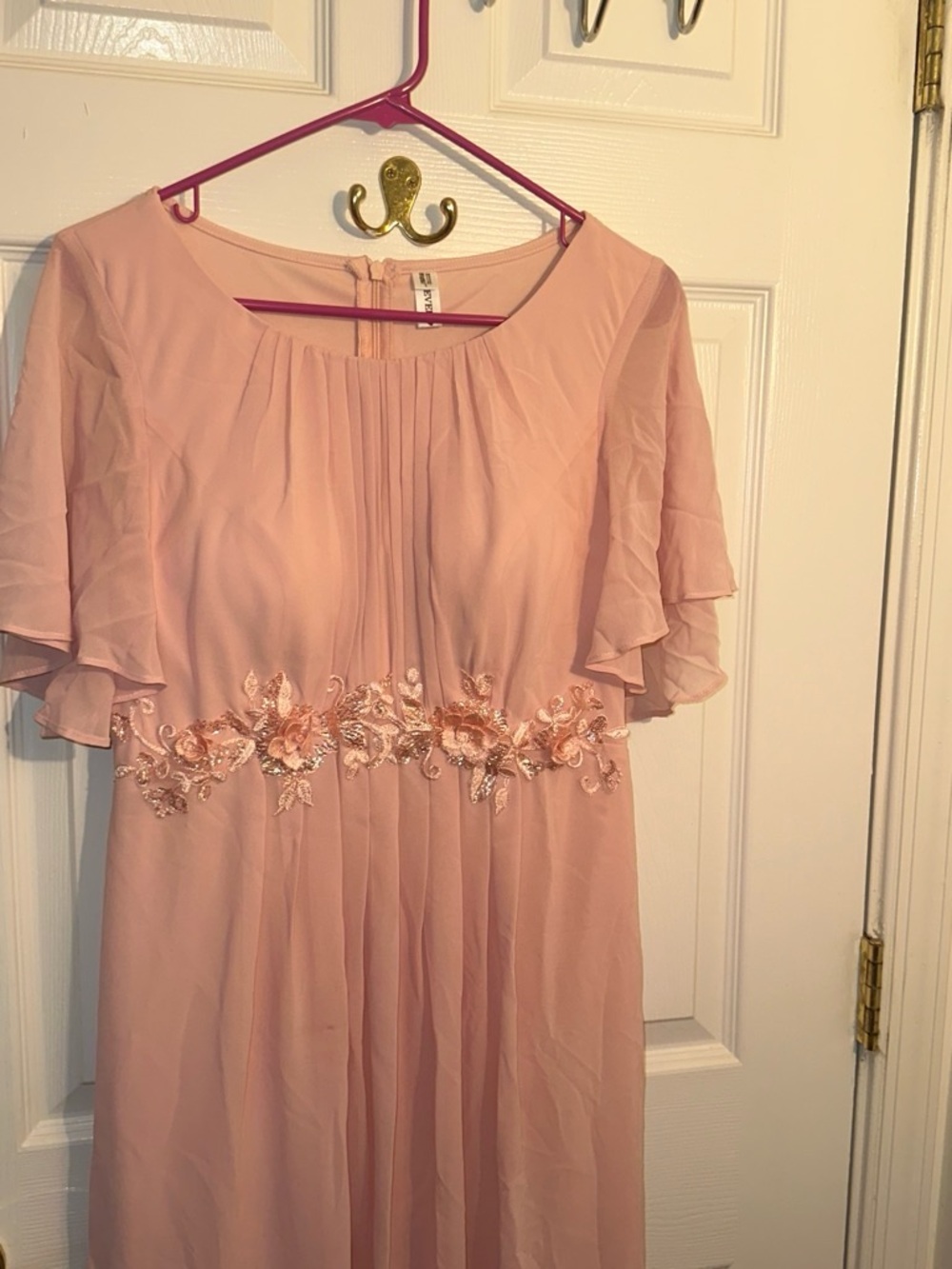 Light Pink Pleated Chiffon Dress